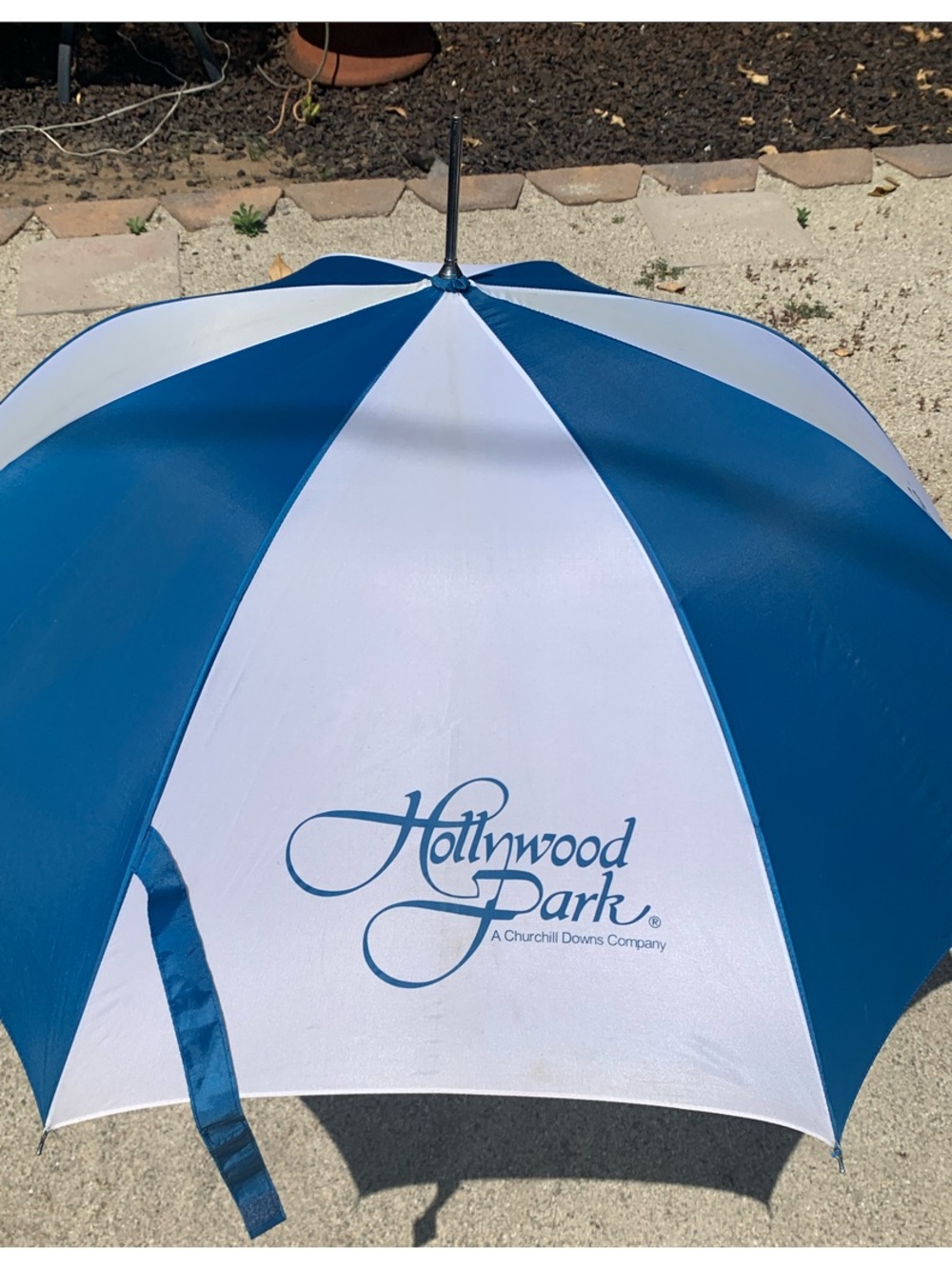Vintage Hollywood Park Blue & White Umbrella
